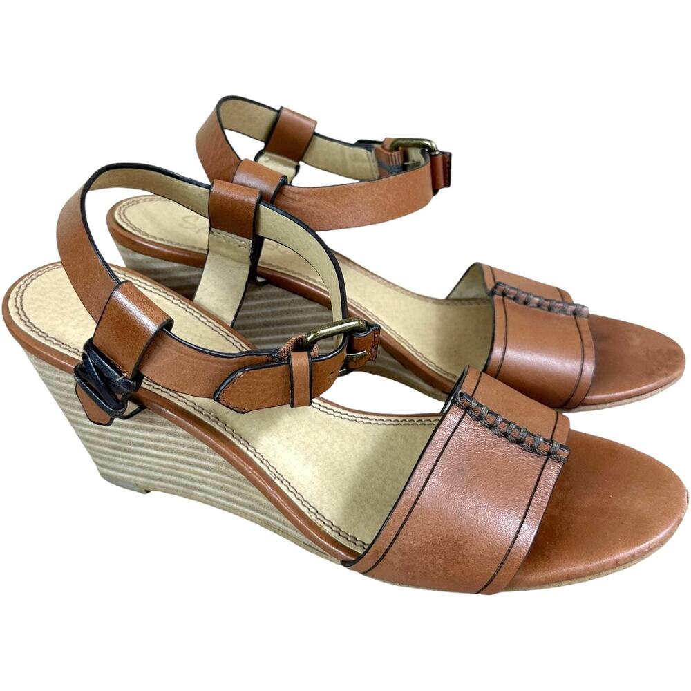 Revolve Splendid Boho Tadeo Leather Wedge in Brick Brown